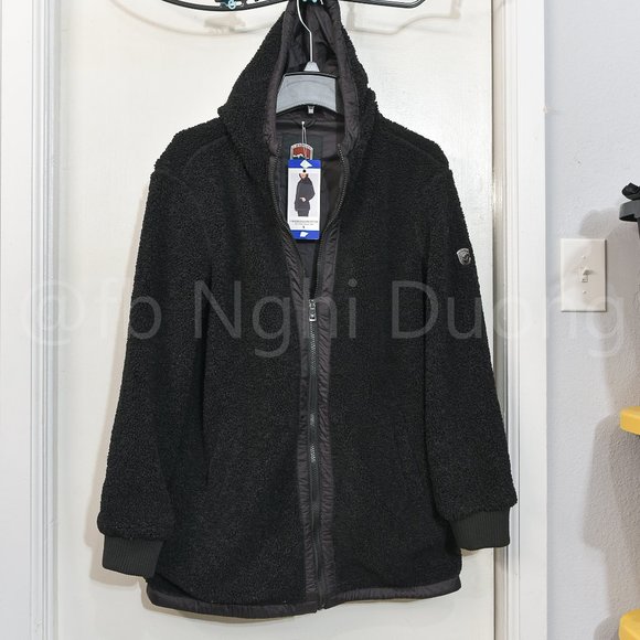 1 Madison Ladies' Fuzzy Jacket Black‎ - Picture 1 of 9